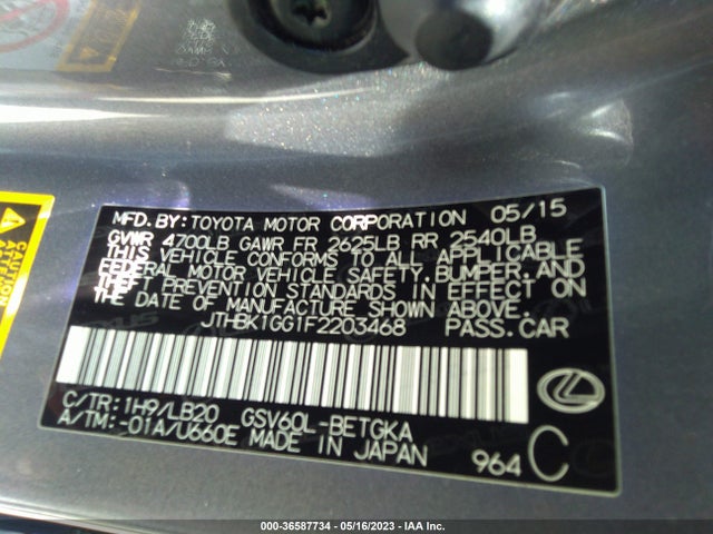 2015 Lexus ES, VIN: JTHBK1GG1F2203468