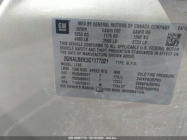 Chevrolet EQUINOX LS 2016 2GNALBEK3G1177021 Image 10