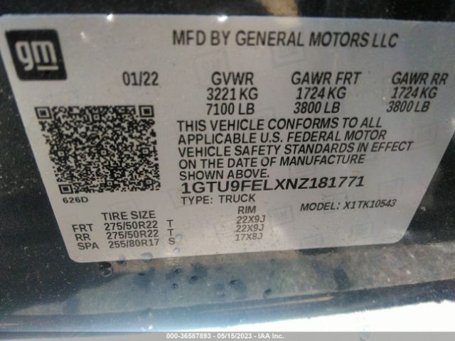 1GTU9FELXNZ181771 GMC Sierra 1500 Limited Denali