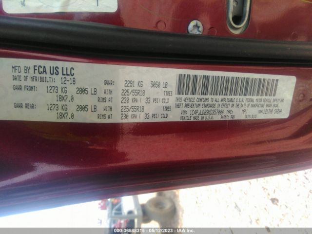 1C4PJLDB9KD357004 Jeep Cherokee Limited