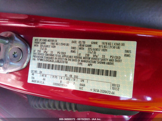 Ford ESCAPE SE 2020 1FMCU0G62LUB23318 Image 9