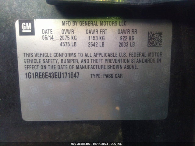 Chevrolet Volt 2014 1G1RE6E43EU171647 Image 9