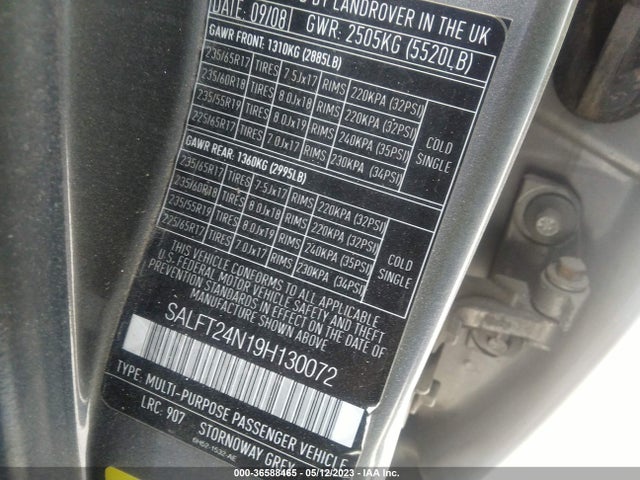 2009 LAND ROVER LR2 HSE VIN: SALFT24N19H130072