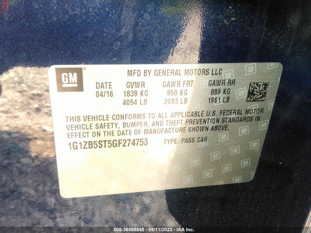 Chevrolet MALIBU LS 2016 1G1ZB5ST5GF274753 Image 9