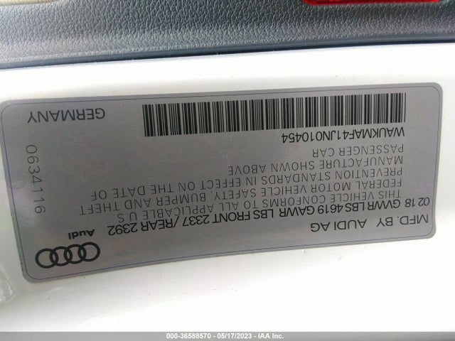 WAUKMAF41JN010454 Audi A4 PREMIUM