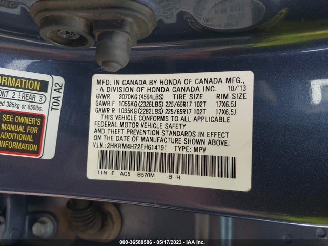 Honda Cr-v Ex-l 2014 2HKRM4H72EH614191 Image 11