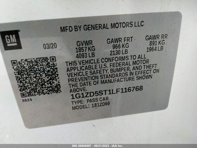 Chevrolet MALIBU LT 2020 1G1ZD5ST1LF116768 Image 9