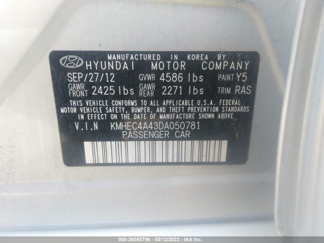 2013 HYUNDAI SONATA HYBRID LIMITED W VIN: KMHEC4A43DA050781