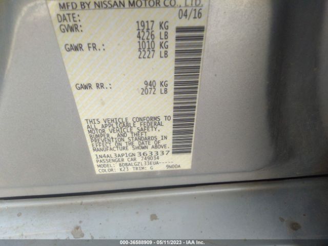 1N4AL3AP1GN363337 Nissan ALTIMA 2.5