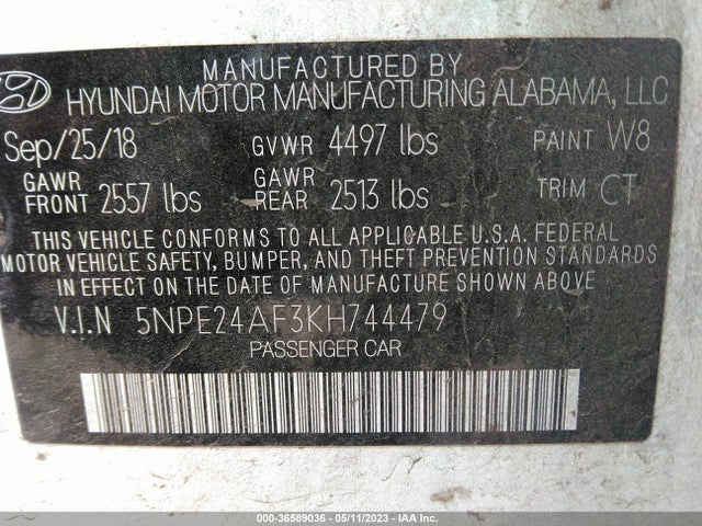 Hyundai SONATA SE 2019 5NPE24AF3KH744479 Image 11