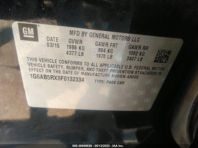 1G6AB5RX8F0132334 Cadillac Ats Sedan Luxury Rwd