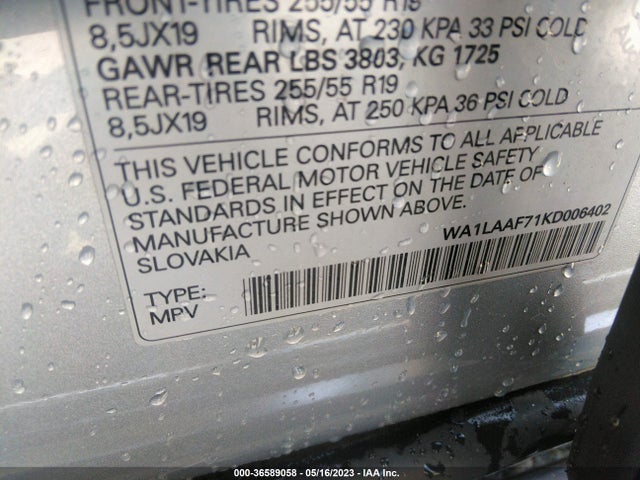 WA1LAAF71KD006402 Audi Q7 Premium Plus