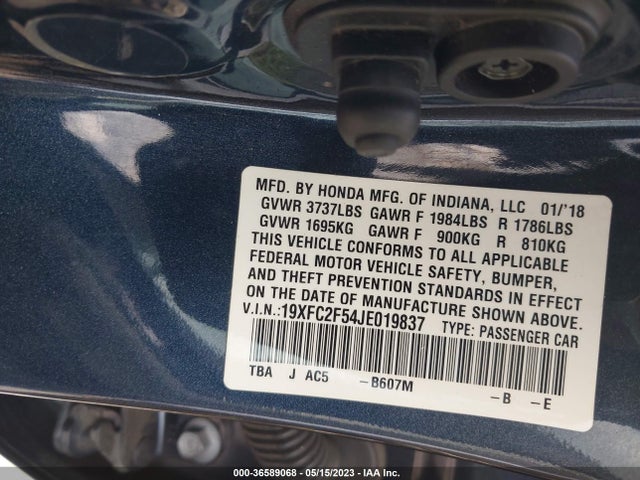 Honda Civic Sedan Lx 2018 19XFC2F54JE019837 Image 9