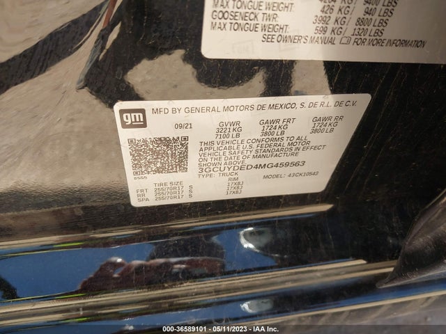 Chevrolet Silverado 1500 Lt 2021 3GCUYDED4MG459563 Image 9