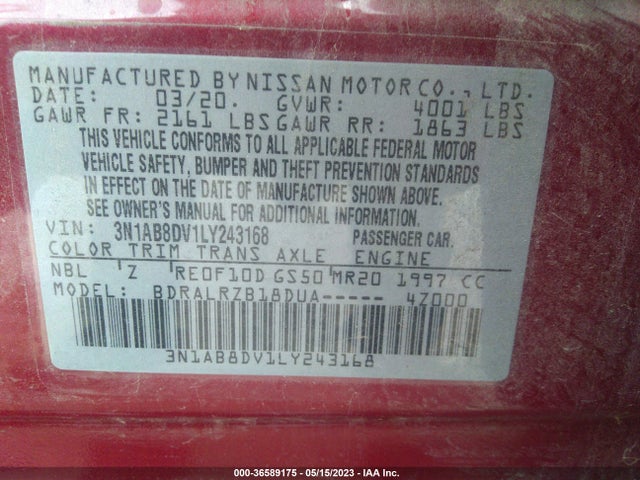 Nissan SENTRA SR 2020 3N1AB8DV1LY243168 Image 10