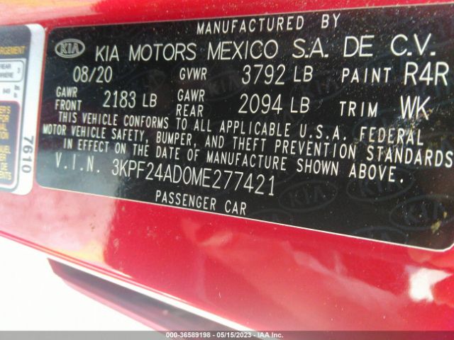 3KPF24AD0ME277421 KIA Forte Lxs