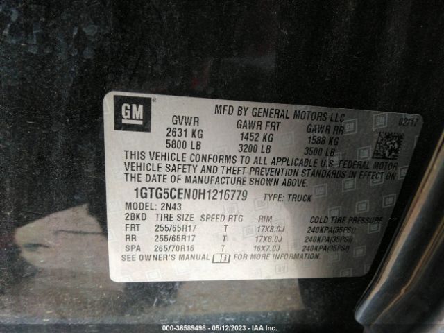 1GTG5CEN0H1216779 GMC Canyon 2wd Sle