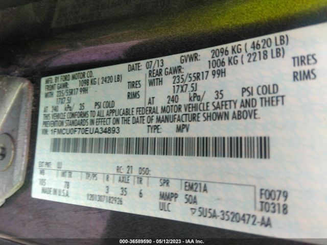 1FMCU0F70EUA34893 Ford ESCAPE S
