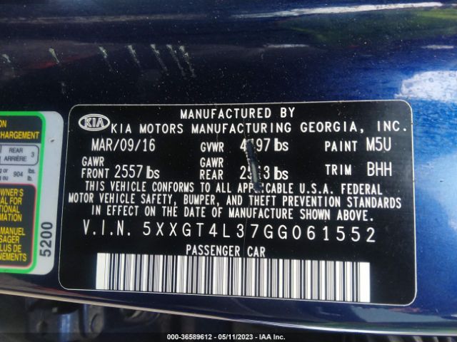 5XXGT4L37GG061552 KIA Optima Lx
