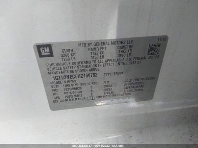 1GTV2NEC5HZ169762 GMC Sierra 1500 Slt