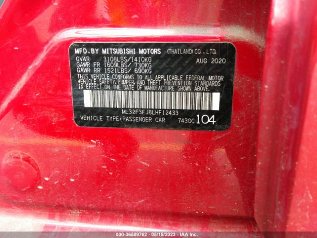 ML32F3FJ8LHF12433 Mitsubishi Mirage G4 Es