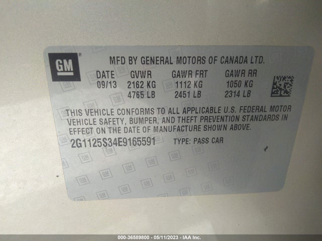 Chevrolet IMPALA LT 2014 2G1125S34E9165591 Image 10