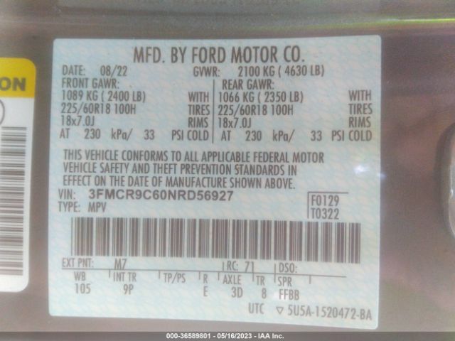 3FMCR9C60NRD56927 Ford Bronco Sport Outer Banks