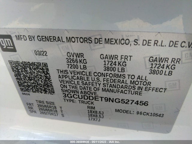 Chevrolet Silverado 1500 Lt 2022 3GCUDDET9NG527456 Image 9