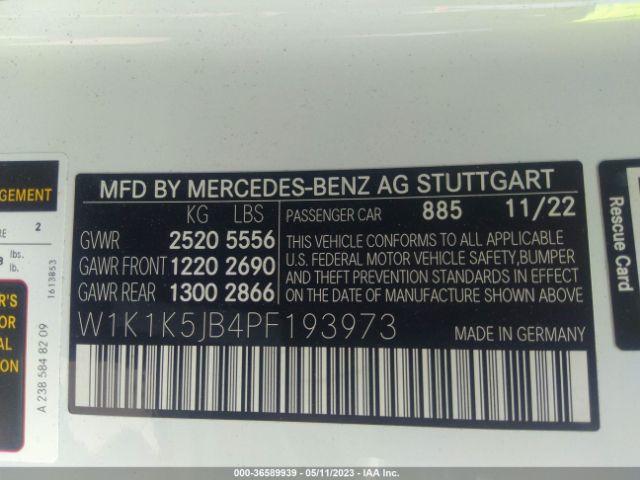 W1K1K5JB4PF193973 Mercedes-Benz E-class E 450