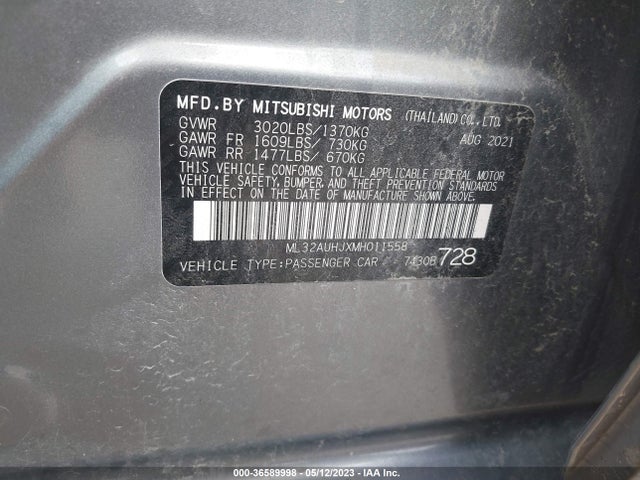 ML32AUHJXMH011558 Mitsubishi Mirage Es/le/carbonite Edition