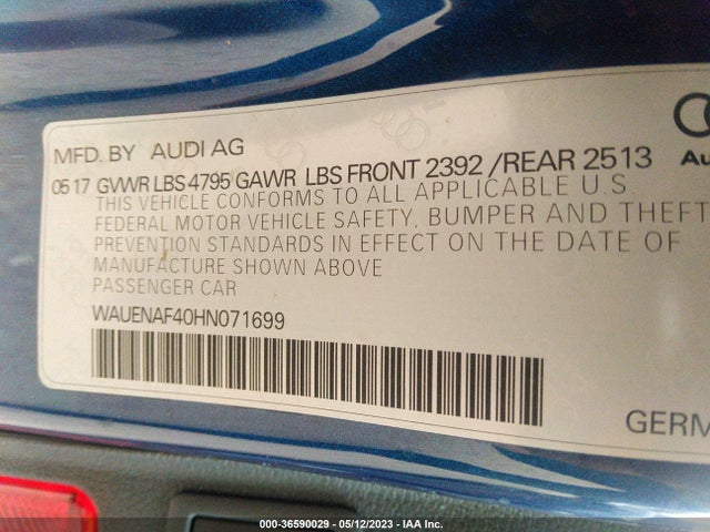 WAUENAF40HN071699 Audi A4 Premium Plus