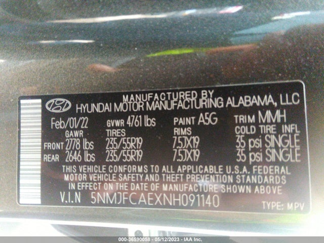 Hyundai TUCSON SEL 2022 5NMJFCAEXNH091140 Image 10