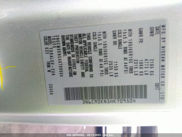 3N6CM0KN5HK709504 Nissan Nv200 Compact Cargo Sv