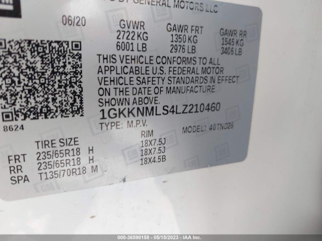 1GKKNMLS4LZ210460 GMC ACADIA SLT
