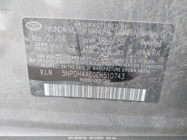 Hyundai ELANTRA SE 2014 5NPDH4AE0EH510743 Image 10