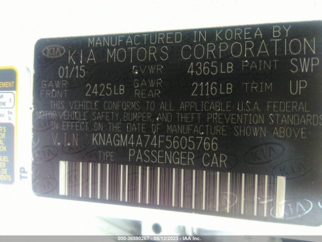 KNAGM4A74F5605766 KIA Optima Lx