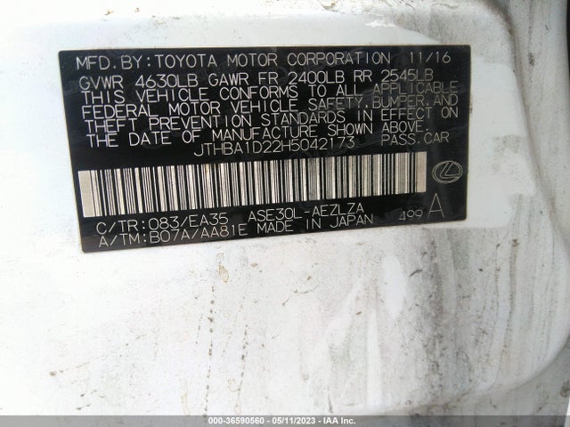 JTHBA1D22H5042173 Lexus Is Is Turbo