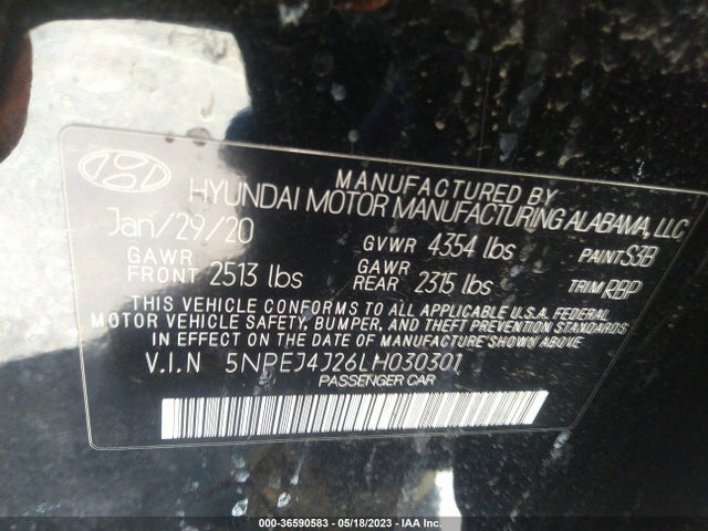 Hyundai Sonata Sel Plus 2020 5NPEJ4J26LH030301 Image 9