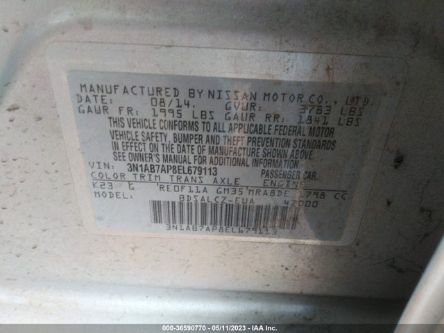 Nissan SENTRA S 2014 3N1AB7AP8EL679113 Image 9