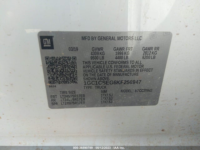 Chevrolet Silverado 2500hd Lt 2019 1GC1CSEG6KF256947 Image 9