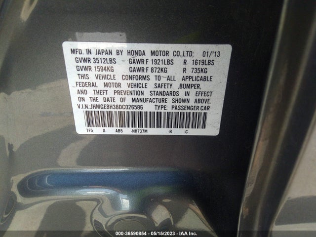 2013 HONDA FIT VIN: JHMGE8H38DC026586
