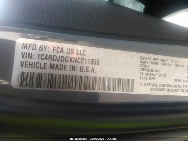 1C4RDJDGXNC211950 Dodge DURANGO GT