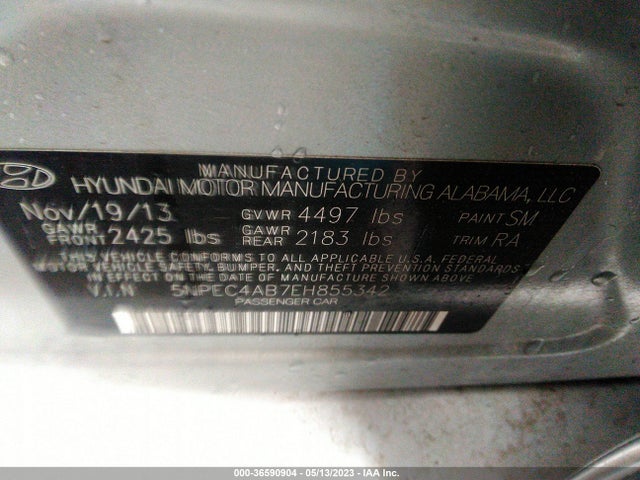Hyundai SONATA SE 2014 5NPEC4AB7EH855342 Image 10