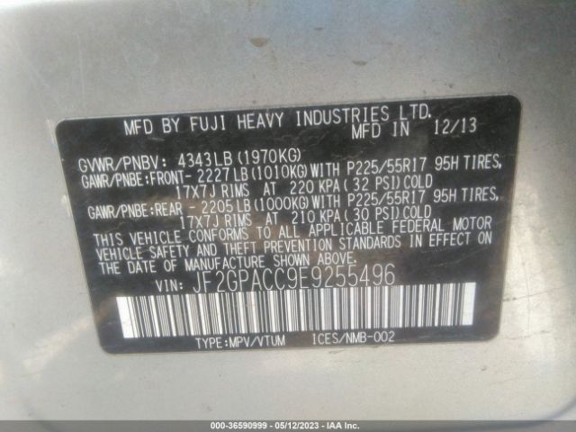 JF2GPACC9E9255496 Subaru Xv Crosstrek Premium