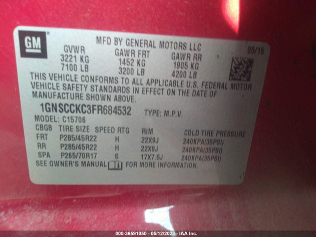 Chevrolet Tahoe Ltz 2015 1GNSCCKC3FR684532 Image 10