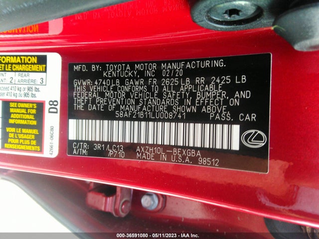 58AF21B11LU008741 Lexus Es Es 300h Ultra Luxury