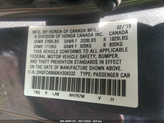 Honda Civic Coupe Lx 2019 2HGFC4B66KH304332 Image 9