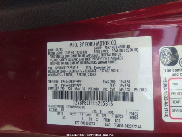 Ford MUSTANG GT 2014 1ZVBP8CF1E5255315 Image 11
