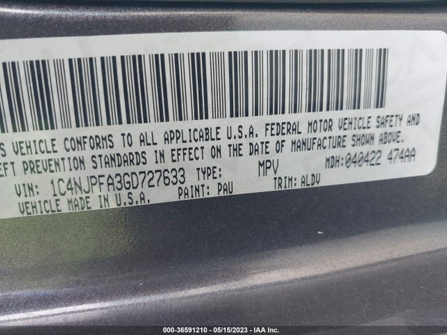 Jeep Patriot High Altitude Edition 2016 1C4NJPFA3GD727633 Image 9