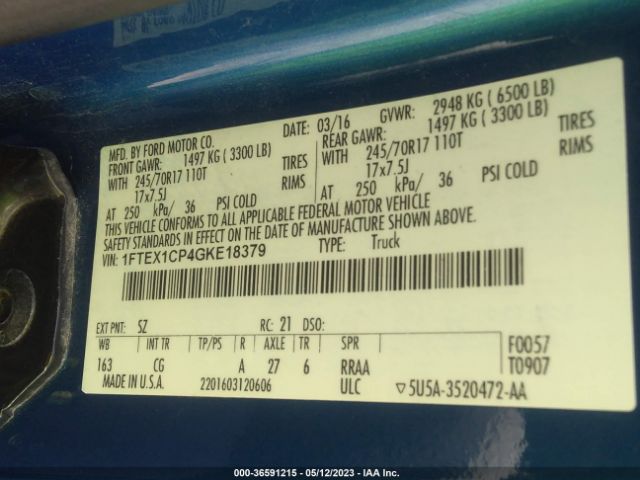 1FTEX1CP4GKE18379 Ford F-150 Xl/lariat/xlt
